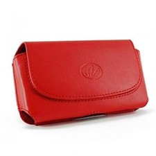 Red Leather Wider Pouch For