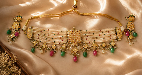 Set collana girocollo perle - girocollo,