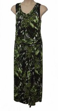 Maxi abito donna Tiana B taglia 20 verde multi smanicato stampa animalier nuovo senza etichette