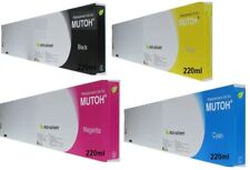 4x CARTUCCE INCHIOSTRO SOLVENTE MUTOH ECO COMPATIBILI ValueJet 1204 1304 628 CYMK 220ML