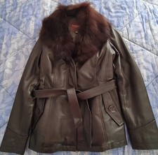 Giacca in pelle Conbipel da donna con collo in pelliccia