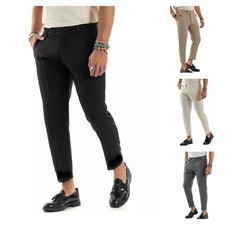 Pantaloni Uomo Invernali Eleganti Slim Fit Elasticizzati neri cavallo basso m l