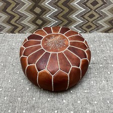 Pouf pouf pouf in pelle marocchina fatto a mano: poggiapiedi boho, cuscino meditazione