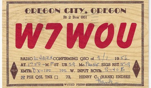 Scheda radio qsl - radio, oregon