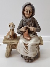 Statuetta Capodimonte Figurina In Porcellana "Nonna Con Gatto" Vintage Statua 