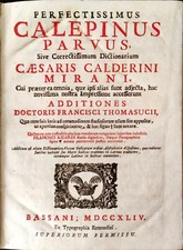 PERFECTISSIMUS CALEPINUS PARVUS - CALDERINO MIRANI - EX TIP. REMONDINI - 1744