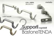 SET 2 PEZZI SUPPORTI STAFFE BASTONE TENDA 2 GANCI METALLO COLORI ASSORTITI