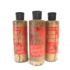 LOTTO VINTAGE DI 3 LUBRIFICANTI CUSCINETTI MOTORE CERCHIO PERFETTO 8 FL OZ BOTTIGLIE USATE 
