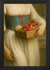 Quadro dama con cesto di fiori