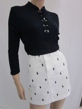 Polo Ralph Lauren gonna bianca multi blu navy pony nuova con etichetta