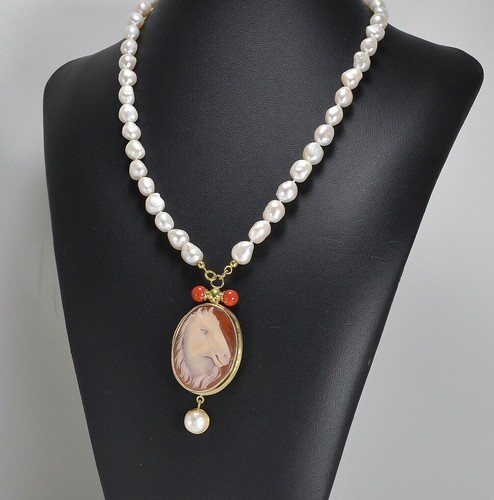 Collana argento dorato - argento, perle