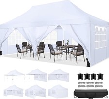 Gazebo Pieghevole 3x6m Impermeabile Anti UV Gazebo da Giardino Tenda per Feste con 4 Sacchi di Sabbia