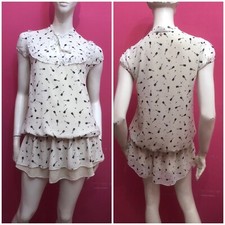 DENNY ROSE Vestito abito bianco panna fantasia chitarre Tg XS