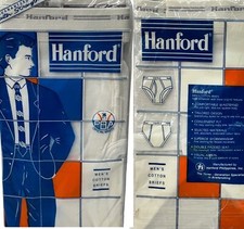 Raro slip uomo 1989 Hanford PBA cotone bianco taglia 28 doppia seduta imbottita 2 pezzi NUOVO