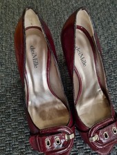 scarpe donna 38 e 1/2 colore borgogna,  in pelle , nuove mai usate, tacco 10 cm 