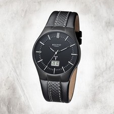 Regent Pelle Orologio da Uomo FR-216 Radio Orologio Bracciale Nero URFR216