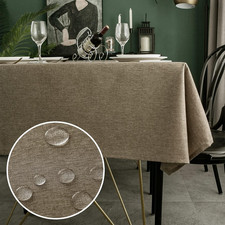 Tovaglia Rettangolare Antimacchia Moka 140X240Cm, Tovaglia Impermeabile Effetto 