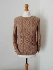 Maglione fatto a mano ferri in pura lana merino colore nocciola taglia S/M