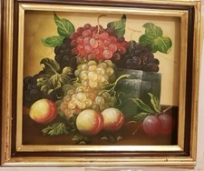 quadro anni 1960-70 in legno noce con doratura 22kt a quarzo con dipinto a mano