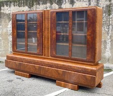 ANTICA CREDENZA ART DECO ANNI 30/40 VETRINA ARMADIO SIDEBOARD LEGNO RADICA VETRO