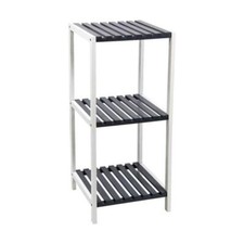 SCAFFALE IN LEGNO BICOLORE CON 3 RIPIANI 34 X 33 X H80CM BIANCO E MARRONE SCURO