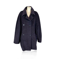 Authentic Max Mara Vintage Navy Blue Wool Double Breasted Coat Size 48 IT