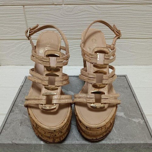 Chanel cork wedge sandals - cork,