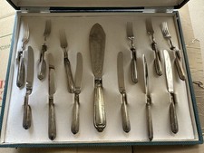 SERVIZIO 12 POSATE DESSERT ARGENTO 800 STILE IMPERO PALETTA CON SCATOLA Solingen