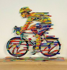 DAVID GERSTEIN scultura in metallo pop art fatta a mano " Bicycle Rider...