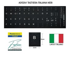 Adesivi Lettere Per Tastiera Italiana Neri Da Notebook Pc Computer Stickers 