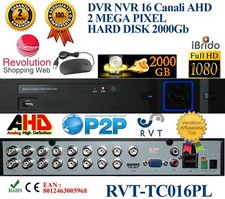DVR 16 Canali 5 IN 1  Professionale Incluso HARD DISK 2 Tb FULL HD AHD TVI CVI 