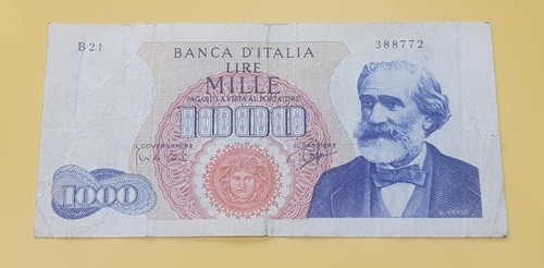 Banconota rara 1000 lire verdi - banconota,