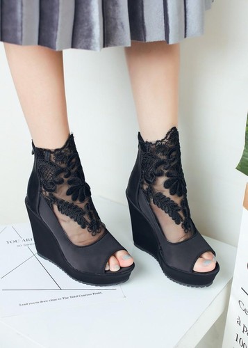 Sandali donna floreali pizzo