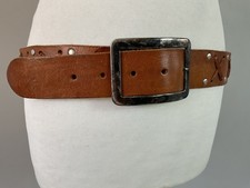 Cintura vintage Jack & Jones marrone vera pelle dettagli pieghe W35-40 pollici unisex