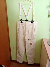Salopette Pantaloni da Sci Neve Vintage Donna Marilena Bretelle L 44-46 Beige