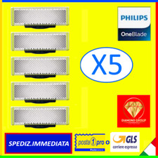 5 LAME LAMETTE X RASOIO PHILIPS ONEBLADE QP2530 QP2724 TESTINE ?DIAMOND?