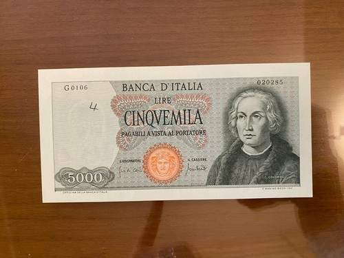 Banconota lire 5000 colombo - colombo, i