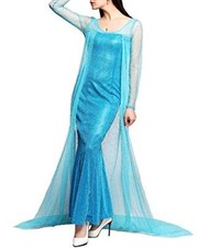 Costume elsa frozen principessa halloween carnevale colore blu K.3185