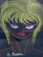 H. Broxer /Novella Parigini, Gessetto Su Cartoncino Nero. Ragazza Gatto