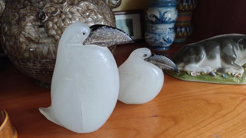 Coppia statua pellicano vetro - pellicano,