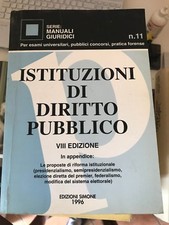 MANUALI GIURIDICI - ISTITUZIONI DI DIRITTO PUBBLICO - ED. SIMONE - 1996