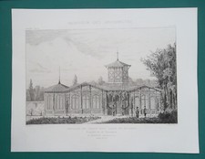 ARCHITECTURE PRINT : Design for Garden Pavillion & Billiard Hall Arch. Leroux