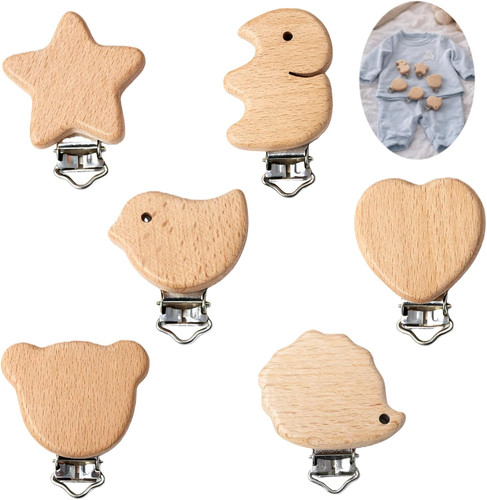 Pezzi clip legno naturale - 6, in