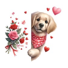 Adesivo murale PVC fiore cane