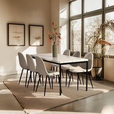 Tavoli Da Salotto in Finto Marmo Bianco, Stile Puré Ed Elegante, per 4-6 Persone