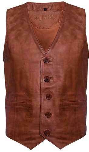 Gilet pelle marrone chiaro - pelle,