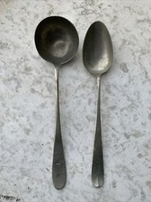 Cucchiaio Mestolo Marchiato Alpacca E Altro Argento Ottone ? 31 Cm