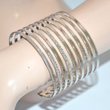 Bracciale donna argento rigido a schiava multi fili satinato ragazza regalo U89