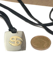CIONDOLO NOMINATION IN ACCIAIO E ORO 750 SEGNO ZODIACALE CANCRO LACCIO ALCANTARA