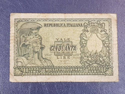 Banconota lire elmata firma - 50,
